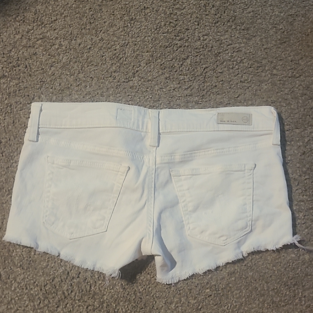 Ag Adriano Goldschmied White Distressed Jean Shorts